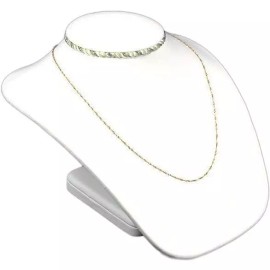 FindingKing White Silver Faux Leather Bust Necklace Jewelry Display