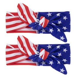 Pejlnd American Flag Bandana - 2Pcs Polyester Hairband, Red White and Blue USA Bandana for 4th of July Accessories, Patriotic Hair Accessories for Men & Women, Labor Day, Patriot Independence Day