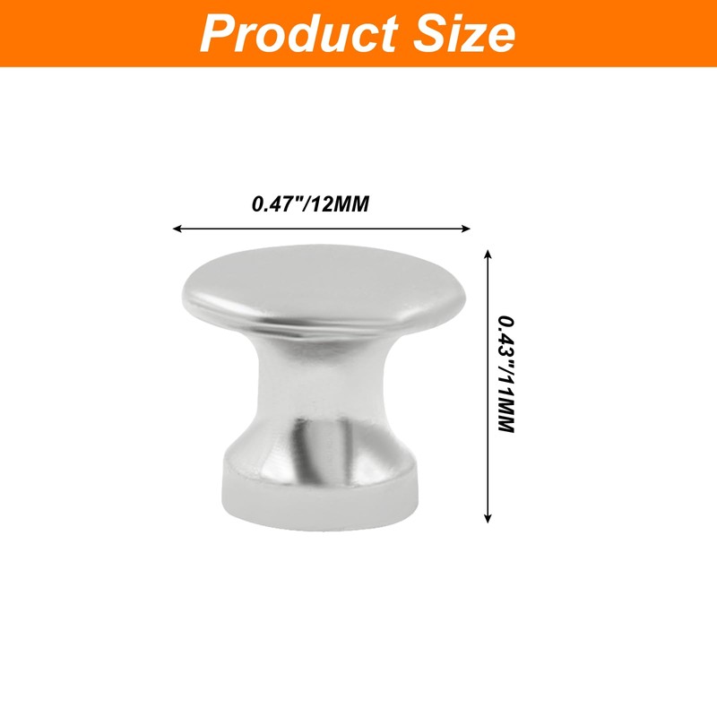 Hitefu 12PCS Chrome Mini Cabinet Drawer Knobs, 11.5mm Metal Dresser