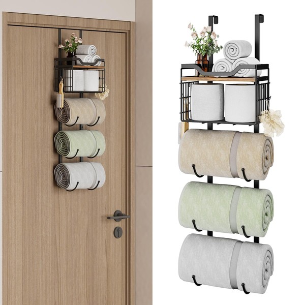 Over The Door Towel Racks for Bathroom, 5 Tier Towel