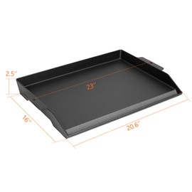 SearCook 23" x 16" Cast Iron Griddle for Gas Grill and Stove Top, Universal Flat Top Plate with Extra High Sidewalls Nonstick Coating for Camping, Tailgating, Parties