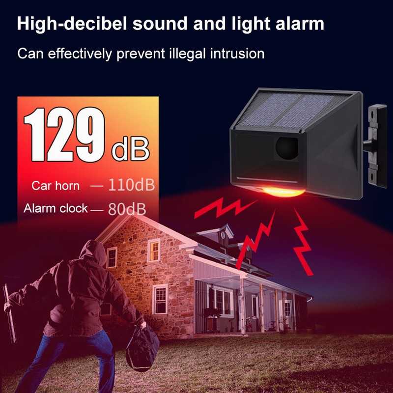 Solar Alarm Light with Motion Detector Outdoor Solar Strobe Light