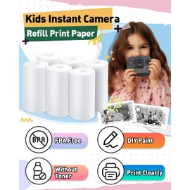 Yehtta 10 Rolls Kids Instant Camera Print Paper, Photo Printer Thermal Paper Rolls, BPA Free, Refill Replace Camera Instant Printer Paper for Most Kids Instant Camera
