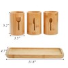 Lyellfe Silverware Holder, Bamboo Utensil Organizer with Tray, Rustic Farmhouse