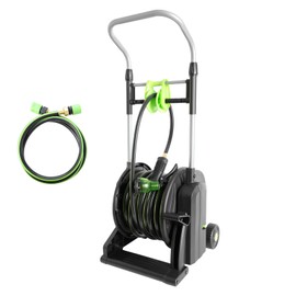 YESTAR Pedal Hose Reel Cart with 82 ft of 1/2" Hose, Portable Water Hose Reel with Wheels, Garden Mobile Tools for Outside, Garden, Yard, Lawn