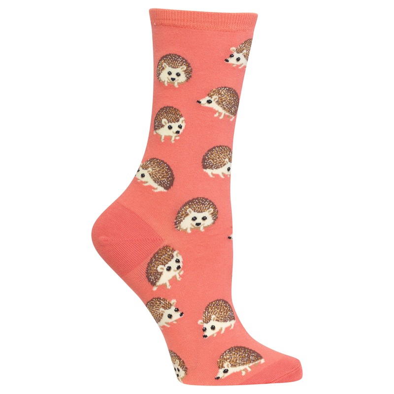 HOTSOX Women's Hedgehog Crew Sock 1 Pair Pack, Coral, Women's