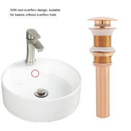 Haofy G1 1/4" Bathroom Sink Drain with Overflow Vessel Sink Lavatory Vanity Up Drain Stopper(Rose Gold)