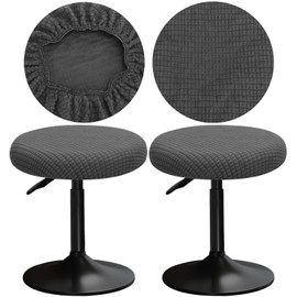 YINGAYOU Stool Covers Round 12-16" Bar Stool Seat Covers Round with Plush Squares, Elastic Soft and Comfortable are Rich Color That Doesn’t Fade (2, Grey)