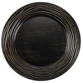 CAMOFOXIN 13 Inch Round Charger Plates, Set of 6, Dinner Chargers Bulk Wedding (Vintage Black)