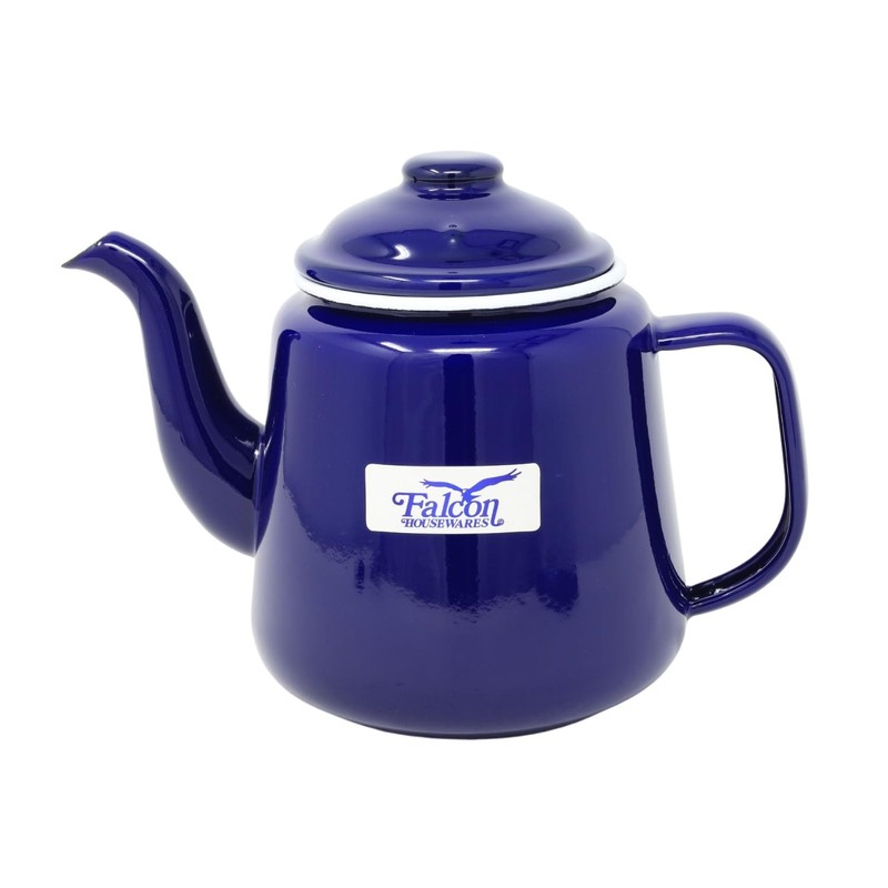 STEELEX 1.5L Enamel Teapot Blue & White Rim Gas Electric