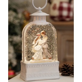 Wedding Lighted Snow Globe with 6H Timer Newlywed Gifts,Happiness Christmas Snow Globe Wedding Gifts Glittering Home Decoration for Engaged,Commemorative,Wedding Gift Christmas Decoration