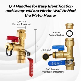 FOGATTI 3/4 Inch IPS Isolator Tankless Water Heater Industry Leading Service Valve Kit