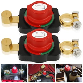 2PCS Battery Disconnect Switch Top Post, Battery Cut Off Switch 12-48V Heavy Duty Circuit Isolator Switches Quick Disconnect for Car, RV, Boat, Truck(2 PCS,Gules)