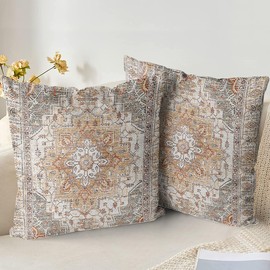 XPHZZL Boho Kissenbezug 50 x 50 cm 2er Set Dekorative Kissenbezüge Böhmische Ethno Stil Vintage Sofakissen Zierkissen Dekokissen für Wohnzimmer Schlafzimmer Sofa Home Decor - Braun