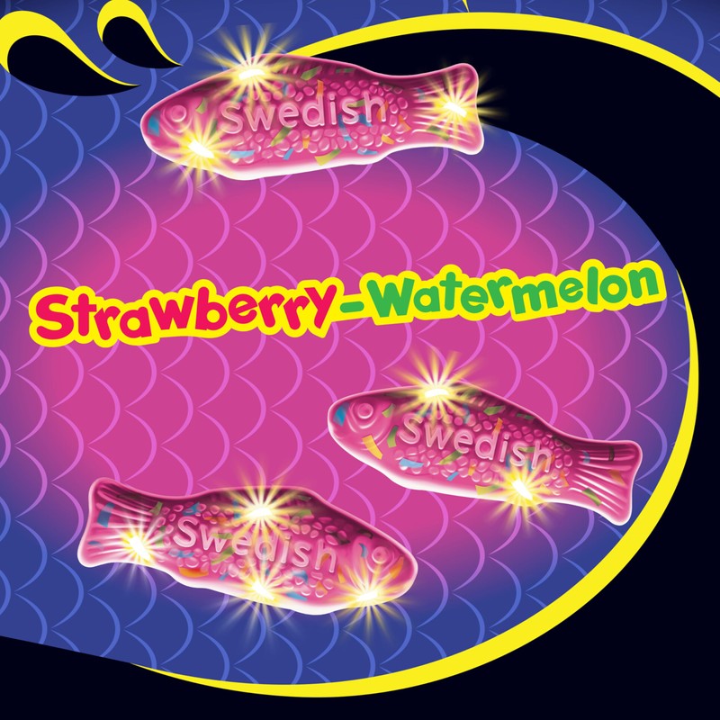 SWEDISH FISH Mini Glow Ups Strawberry-Watermelon Soft & Chewy Candy,