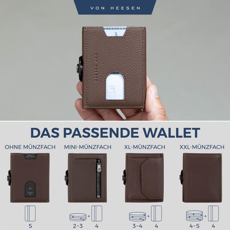 VON HEESEN Slim Wallet with RFID Protection - Mini Wallet