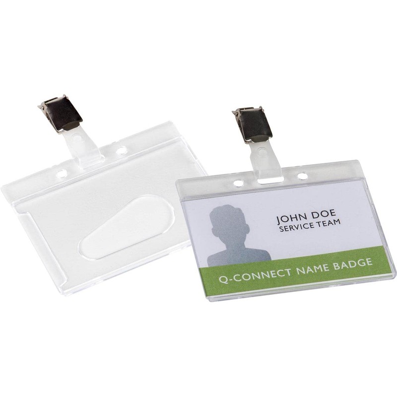 Q-Connect Rigid Credit Card Sized Name Badge Holder and Clip