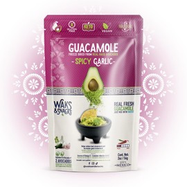 WAKS & SNACKS Freeze Dried Guacamole Spicy Garlic | 100% Fresh Hass Avocados, Perfect for Chips | Energizes Camping & Hiking Meals | Vegan, Gluten-Free Guac Dip | 2 Avocados | 2 oz, 1-Pack