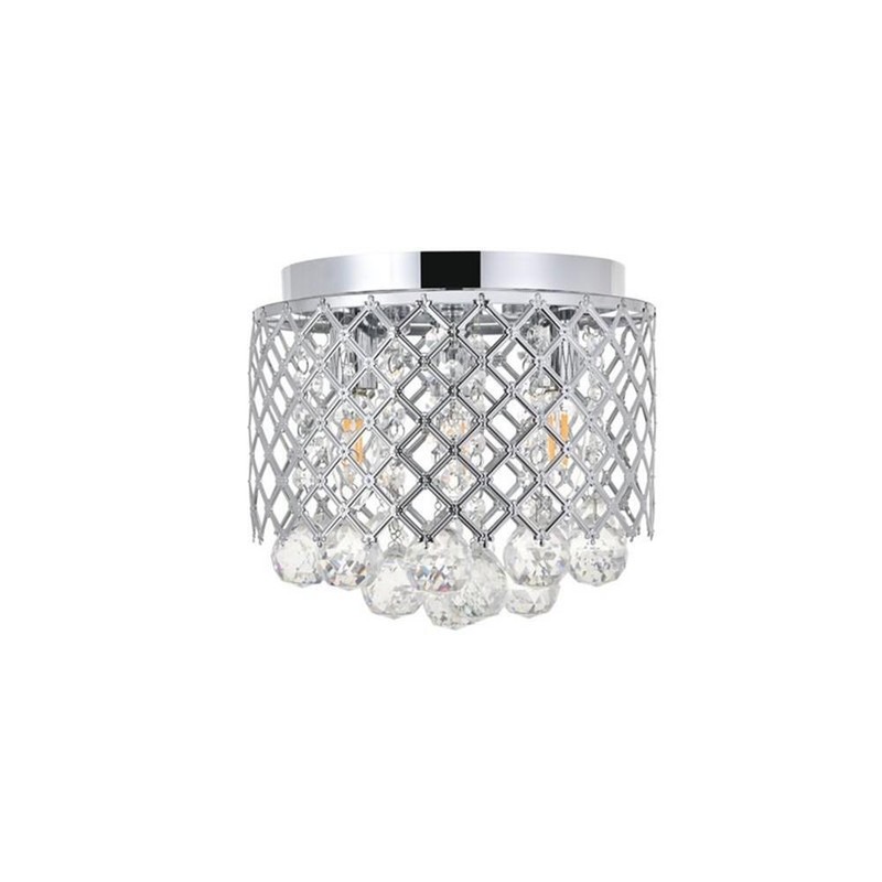 Living District Tully 3-Light Mid-Century Metal Flush Mount in Chrome