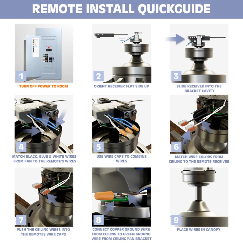 Prominence Home Universal Ceiling Fan Remote Control Kit with Receiver,