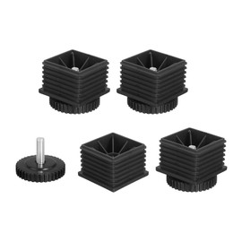 uxcell 4-Pack Black Plastic Round Furniture Levelers, Screw-In, 60x60x54mm (2.4x2.4x2.13 inches), Heavy Duty for Tables, Chairs, TV Cabinets, Sofas, Wardrobes, Fitness Equipment