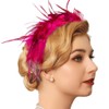 GENBREE 1920s Fascinator Feather Headband Rose Red Feather Headpiece Feather