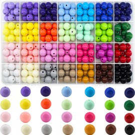 250Pcs 12mm Acrylic Round Beads for Jewelry Making, 28 Colors Rainbow Round Beads for Bracelets Making Kit Candy Color Plastic Bubble Gum Beads Pastel Loose Beads Bulk for DIY Necklace Phone Charm
