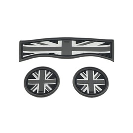 3PCS Car Cup Holder Coasters, Grey Union Jack UK Flag Embedded in Ornaments Coaster Compatible with Mini Cooper Countryman F60 (Gray Jack)