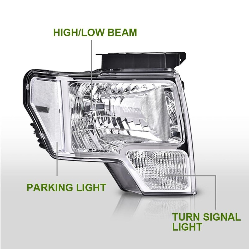 GRAND ORANGE Pair Headlights Assembly, Compatible with Ford F150 2009-2014,