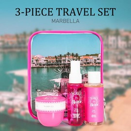 Solo En lbiza Bath and Body Gift Baskets for Women 1.76fl.oz Body Butter 2.oz Bubble Bath 1.02fl.oz Bodymist Women's 3pcs Bag Set 4 Scents Long-Lasting Moisture and Fragrance - Color: Marbella*1