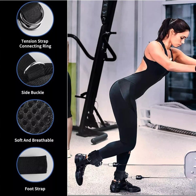 MARZSEFLO Par Grilletes Para Tobillo Con Talonera Gym Abductor Gluteo