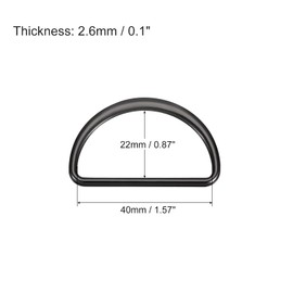 sourcing map Metal D-rings Buckle, 8pcs 40mm(1.57") 2.6mm Thick Welded D-Rings Buckle for Webbing Sewing Clothing Straps Bags Belt DIY Accessories, Dark Gray