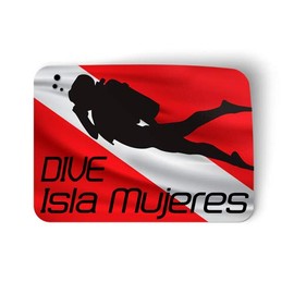 Squiddy Dive Isla Mujeres - Vinyl Sticker for Car, Laptop, Notebook (5" Wide)