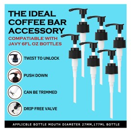 Oxyooh Syrup Pump for Javy Coffee Concentrate Flavors 6fl oz, 6 Pack Syrup Pump Dispenser Compatiable with Javy Protein Coffee Concentrate for 177ml Bottle,Replaces Measuring Spoon