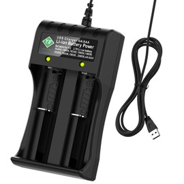 BOANV 18650 Battery Charger 2 Slot USB Cable Universal Charger for Rechargeable Batteries 18650 10440 26650 14500 16340 16650 18350 14650 18500, Li-ion Batteries AA/AAA Battery,Multi-Battery