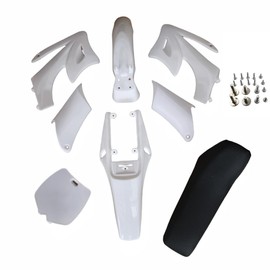 CLEO Fenders Fairings Replacement Plastic Kit with Black Seat for Chinese 50cc Apollo Dirt Bike Pit Bike（white）