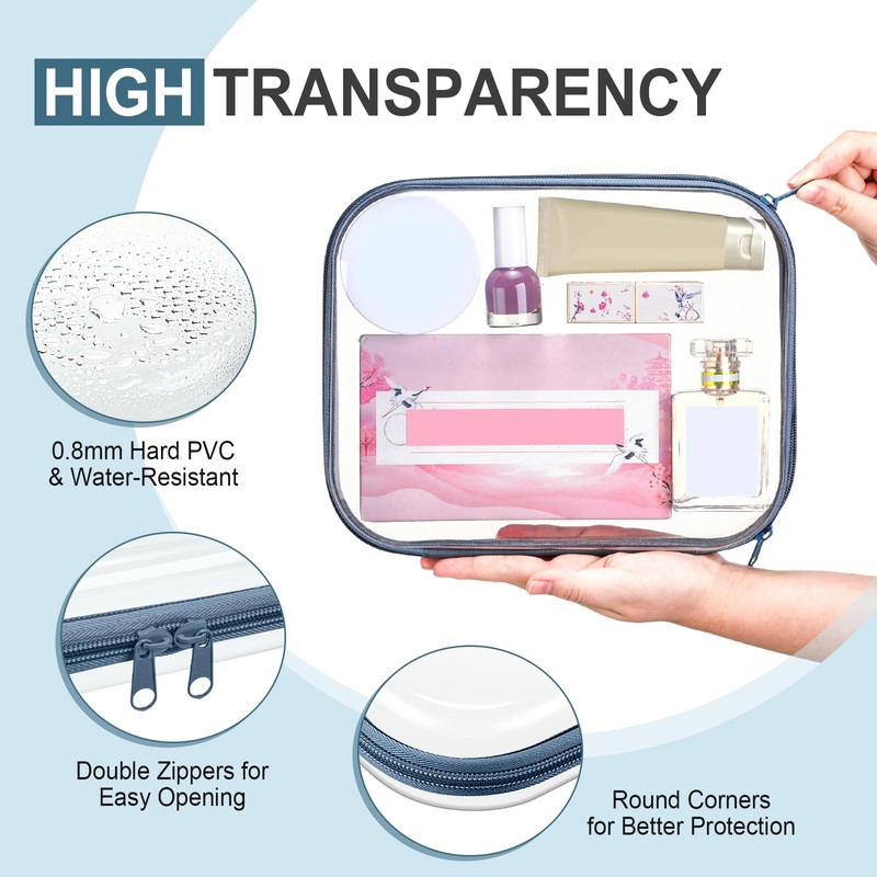 Hoolerry 4 Pcs Hard Clear Zipper Case Makeup Bags Plastic