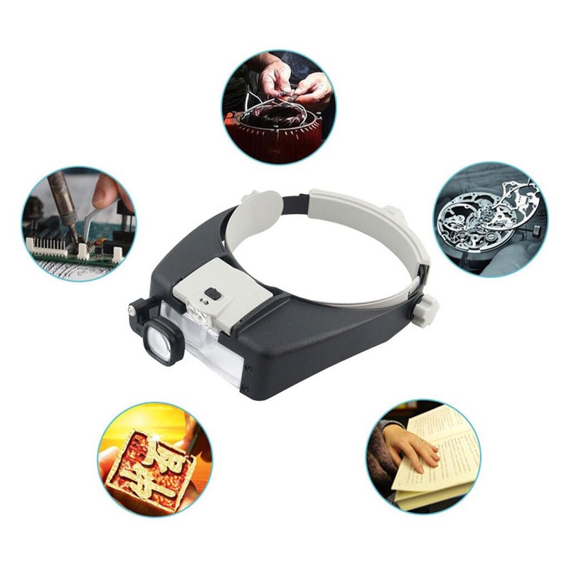 AIXXCUVQ LED Head Magnifier Glasses with 5X 3X 5X 9X