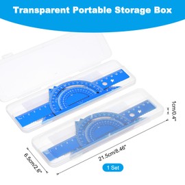 PATIKIL Triangular Ruler Set, 20cm Aluminum Metric Ruler 45°60°Triangular Ruler and Protractor, 4 Packs, Blue