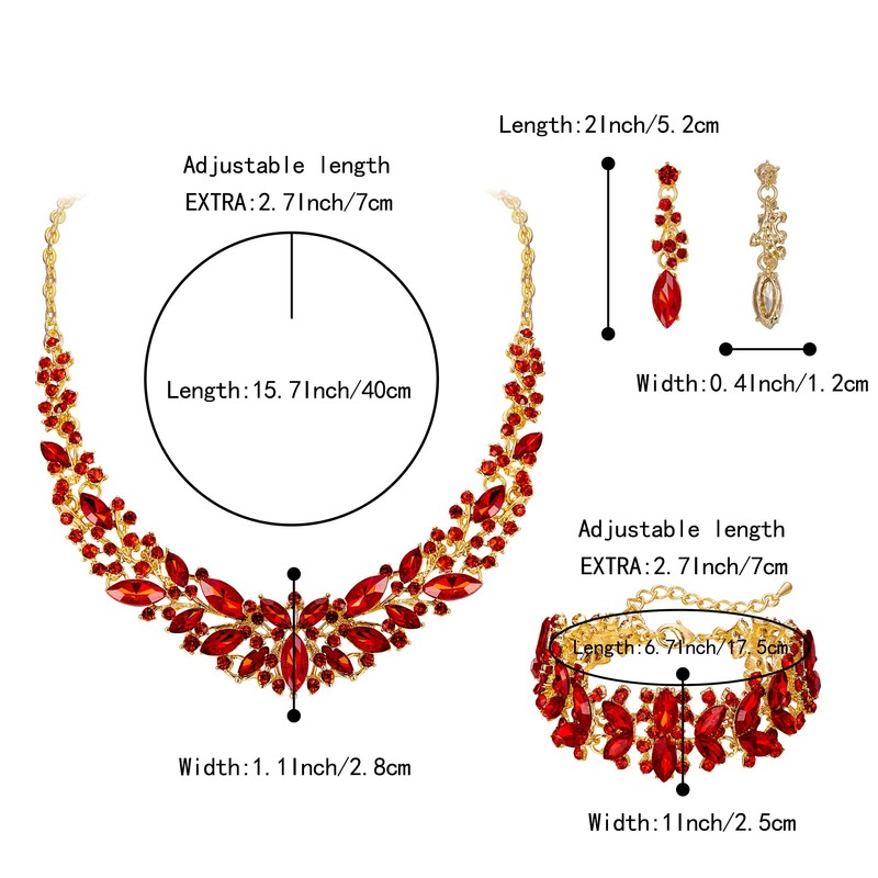 BriLove Wedding Bridal Necklace Earrings Bracelet Jewelry for Women Austrian