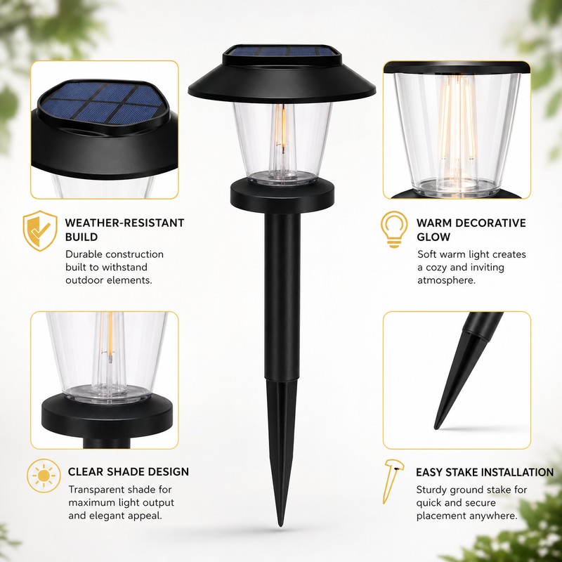 Solar Pathway Lights for Outdoor Decor – Waterproof Tungsten-Style Garden
