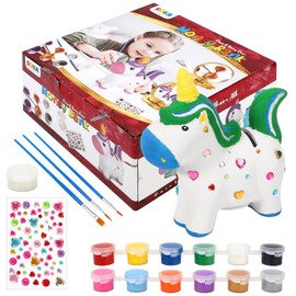 SOKA Paint Your Own Unicorn Money Bank Arts & Crafts Kit Piggy Bank DIY Fun Creative Stationery Easy to Decorate Ceramic Craft Activity – Gift for Girls and Boys of Any Age
