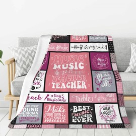 Music Teacher Gifts for Women Throw Blanket 60 x 50 Inch, Women Music Teacher Appreciation Gifts, Teachers Day Gift Ideas for Music Teachers Women, Thank You/End of Year Gift for Female Music Teacher