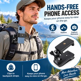 Backpack Strap Phone Holder for Hands-Free Recording – Adjustable Clip Mount for Travel, Hiking, Vlogging and Live Streaming