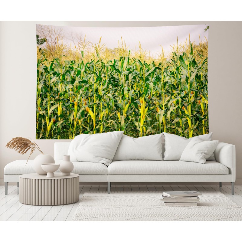 CHNYWORK 15x8ft Cornfield Backdrop Autumn Green Corn Field Corn Stalks