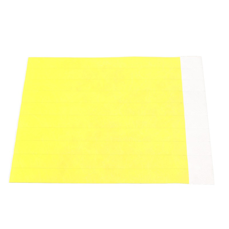 500PCS Paper Wristband Yellow Bracelets Disposable Waterproof Tear Resistant Paper