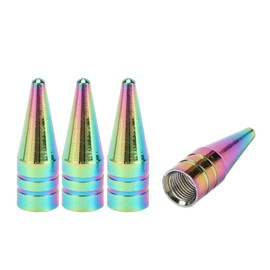 A ABSOPRO Tire Valve Stem Caps 32x10.5MM Car Wheel Valve Cap Aluminum Alloy Colorful for Car Bike Motorcycle Truck Anti Crash Tyre Valve Stem Cover Valve Dust Cap Tire Valve Cap 4 Pcs