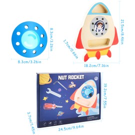 Shinybox Montessori Wooden Screw Board, Montessori Toy, Screw Board for Children, Nursery Teaching Aids, Educational Toy, Motor Skills Toy, Educational Learning Toy for from 3 (Rockets)