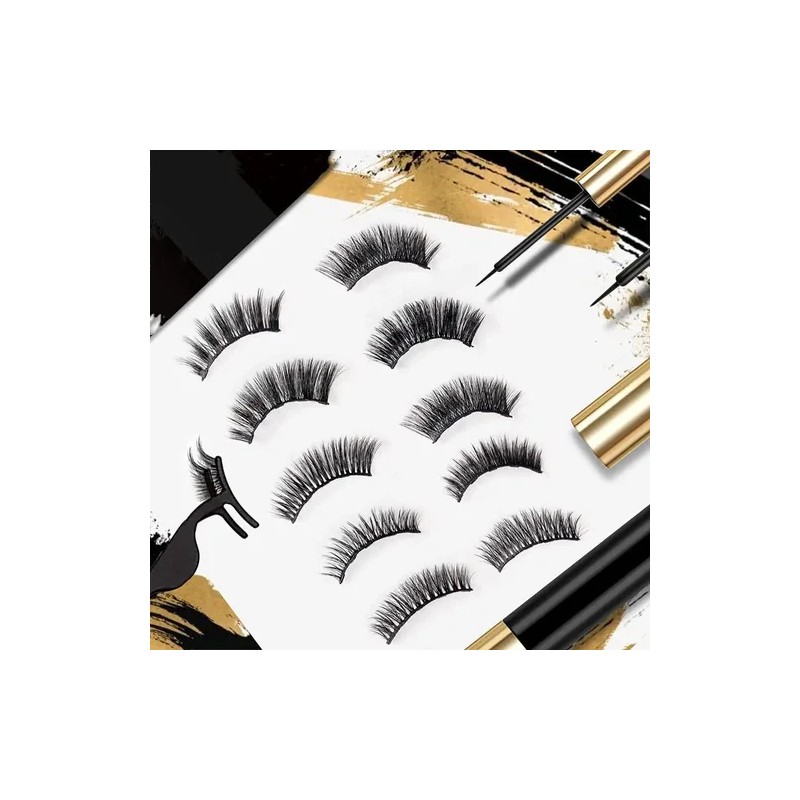 10 Pares Pestañas Magnéticas Con Delineador De Ojos Y Pinza