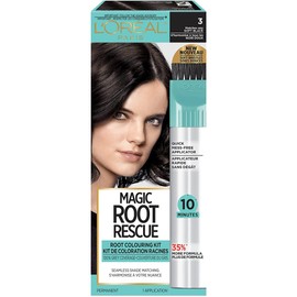 L'Oreal Paris Magic Root Rescue Permanent Root Touch Up Hair Color, 3 Soft Black, 100% Grey Coverage, Hair Dye, 1EA